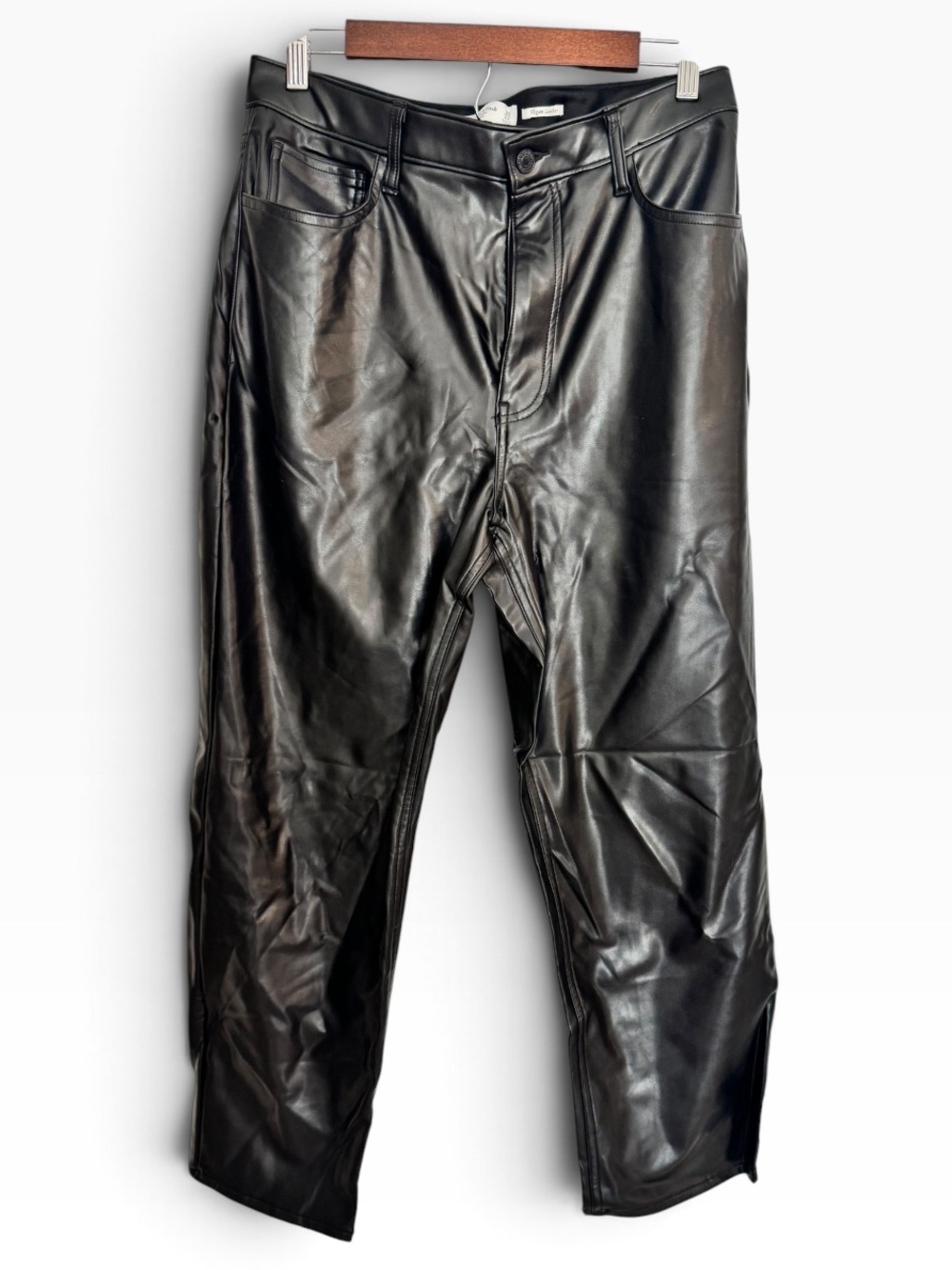 Abercrombie & Fitch Black Faux Leather Straight-Leg Pants